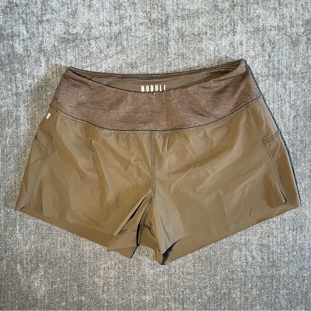 NOBULL Pace Short Women’s Size S 3" Athletic Training Shorts Brown